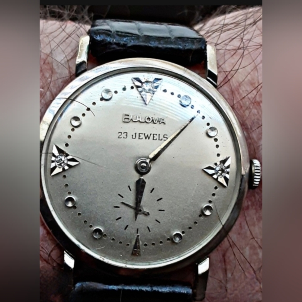 Vintage Bulova Beau Brummell Wristwatch 10k Gold Filled Real Diamond Markers ⌚